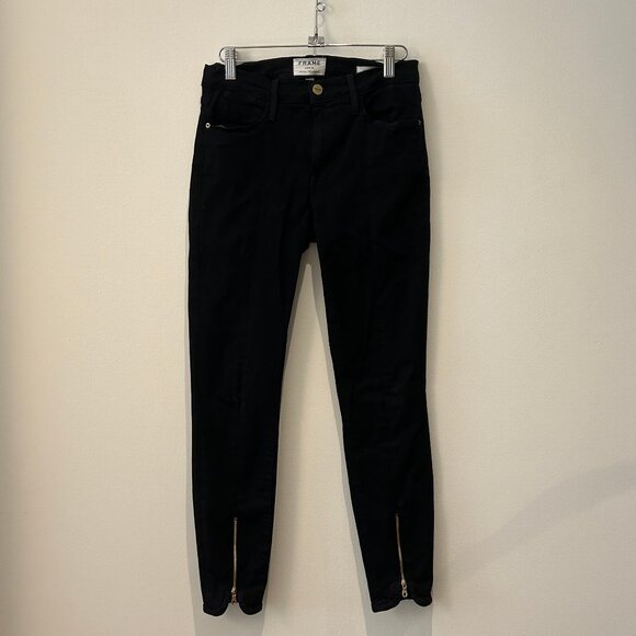 Frame Le High Skinny jeans with gold zippers at ankles - Picture 1 of 8